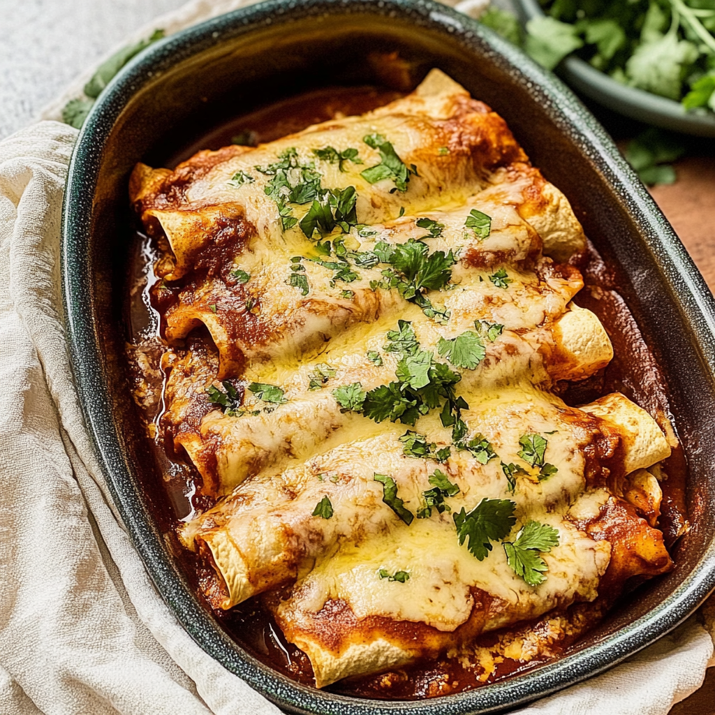 Recipe preparation for red beef enchiladas
