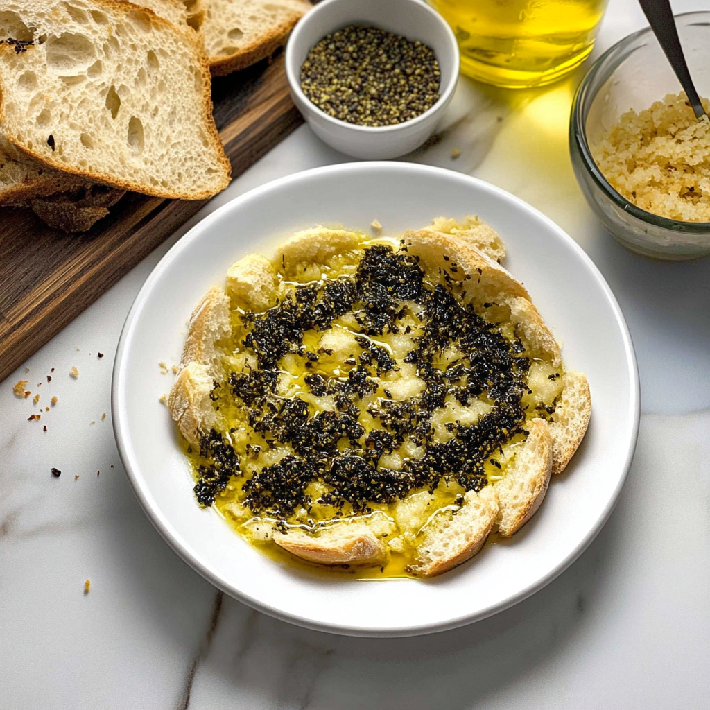 Recipe preparation for olive oil bread dip
