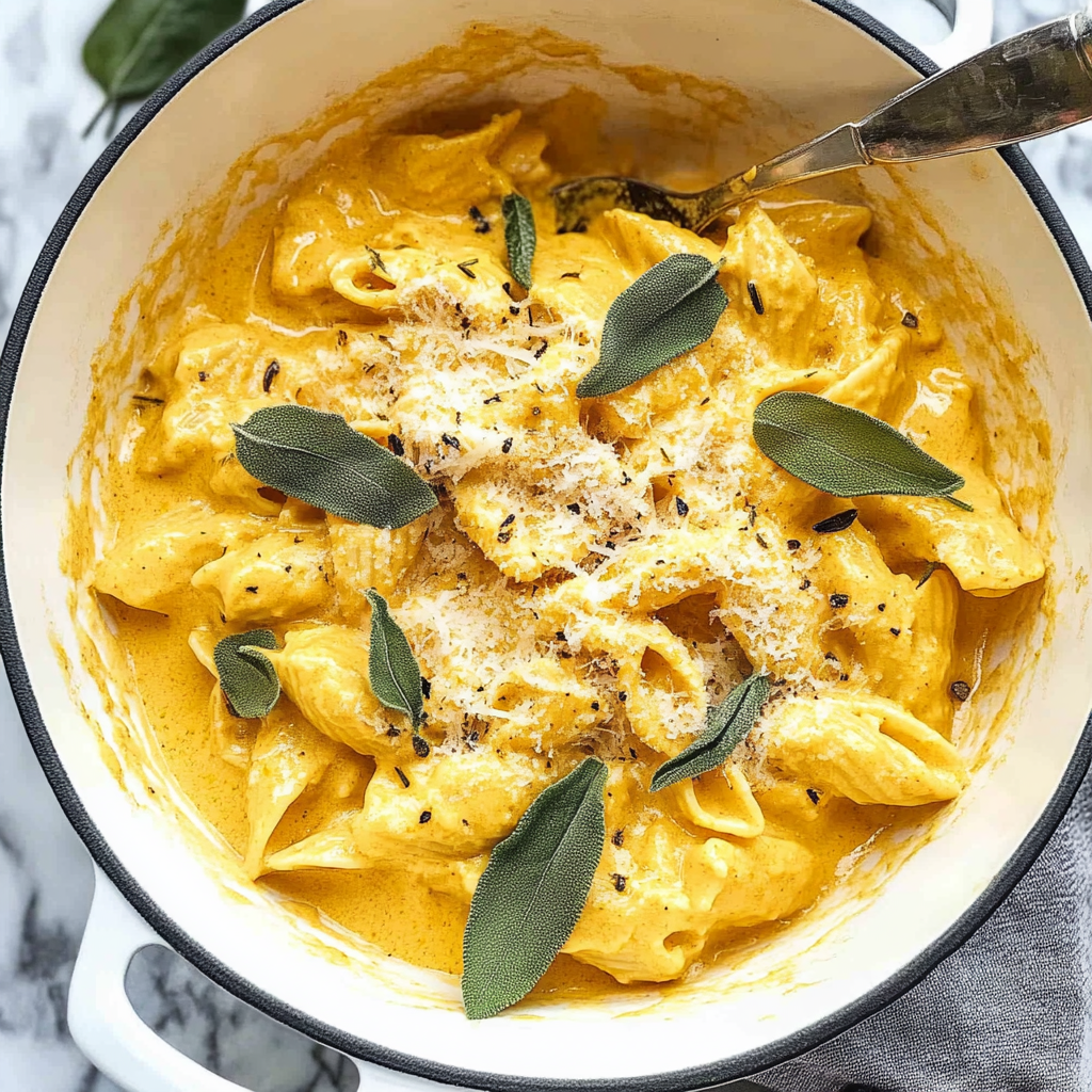Recipe preparation for brown butter and sage pumpkin pasta