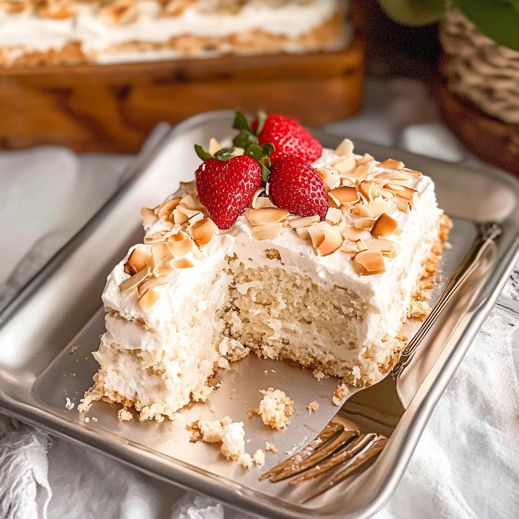 Recipe preparation for coconut tres leches cake