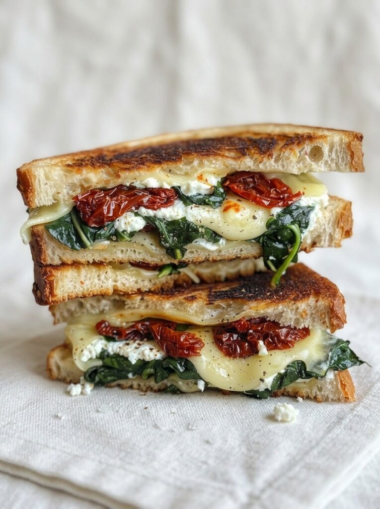 Sun-Dried Tomato Spinach and Ricotta Grilled Cheese + Comforting Lunch